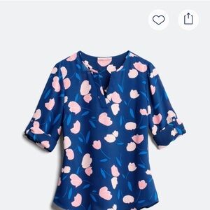 41 Hawthorn Navy and Pink Floral Blouse